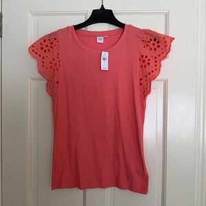 GAP Women's Coral Eyelet Sleeve Tee